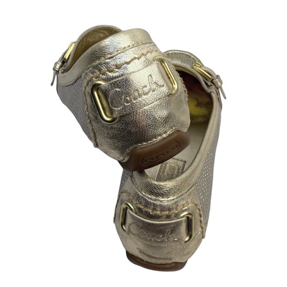 Coach Perforated Leather Buckle Driving Moc Loafer | Gold | SIZE 6.5 - Picture 2 of 5